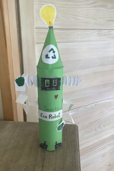 Handmade, green, paper, "eco robot"