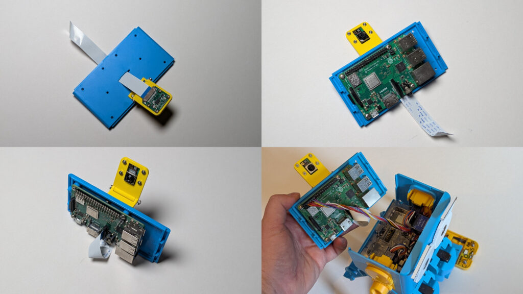 Step by step images of how to connect a raspberry pi and camera to Marty