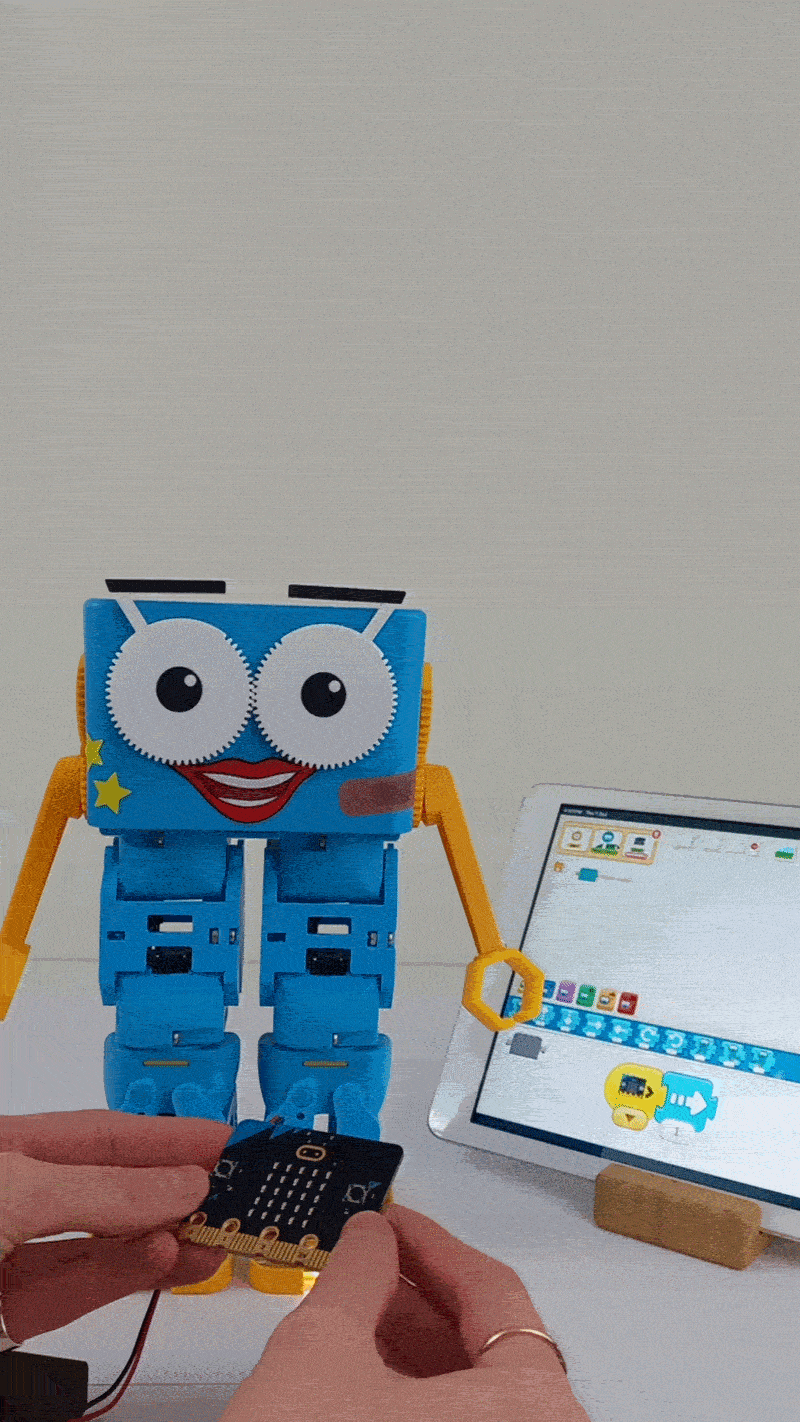 Marty's movement being controlled by the micro:bit